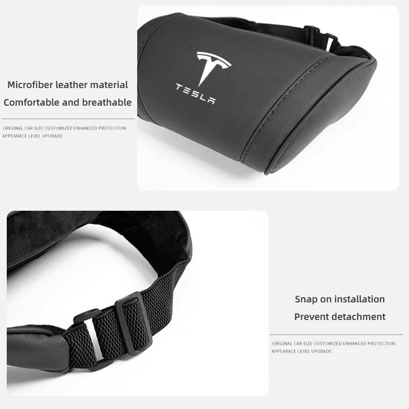 ZFX1 Leather Car Seat Headrest Memory Foam Comfort Neck Pillow For Tesla Model 3 Y S X Cybertruck Juguete Coil Highland Auto Interior