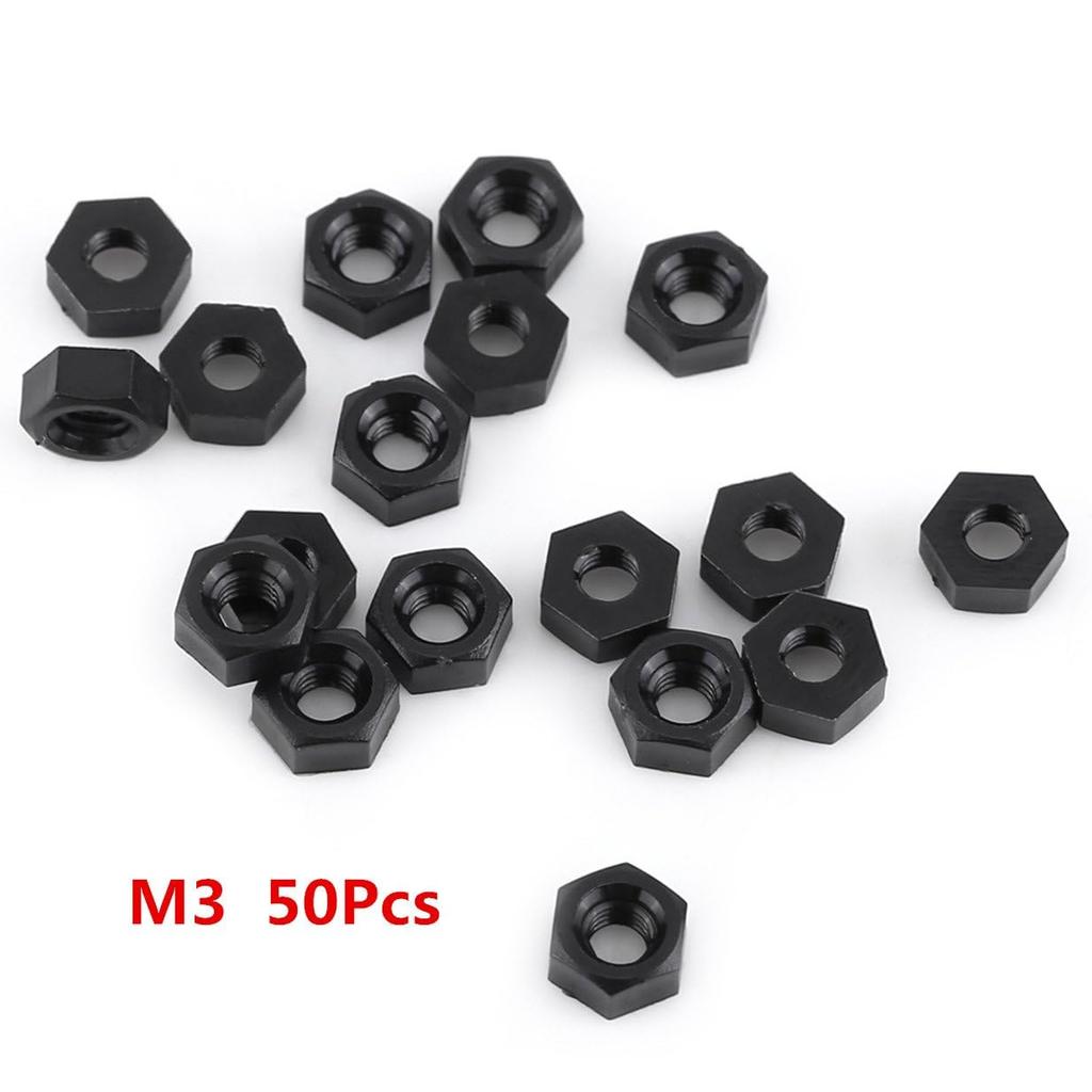 Walfront 250PCS Nylon M3 Hex Male Standoff Spacer Screw Nut Assortment Kit (M3 Male Standoff A) Black