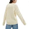 Coach Solid Color Logo Embroidered Cable Knit V-Neck Sweater Unisex Sweater Ivory CP972-VT5