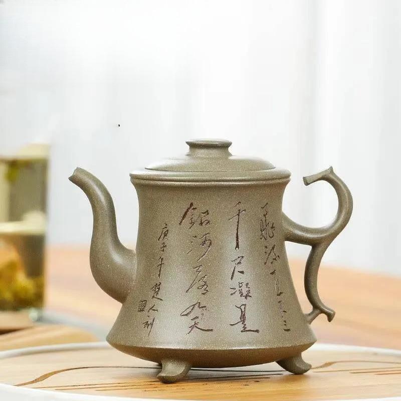 250ml Authentic Yixing Raw Ore Crab Shell Green Mud Three-legged Purple Clay Teapot Handmade Household Kung Fu Teaset Customized
