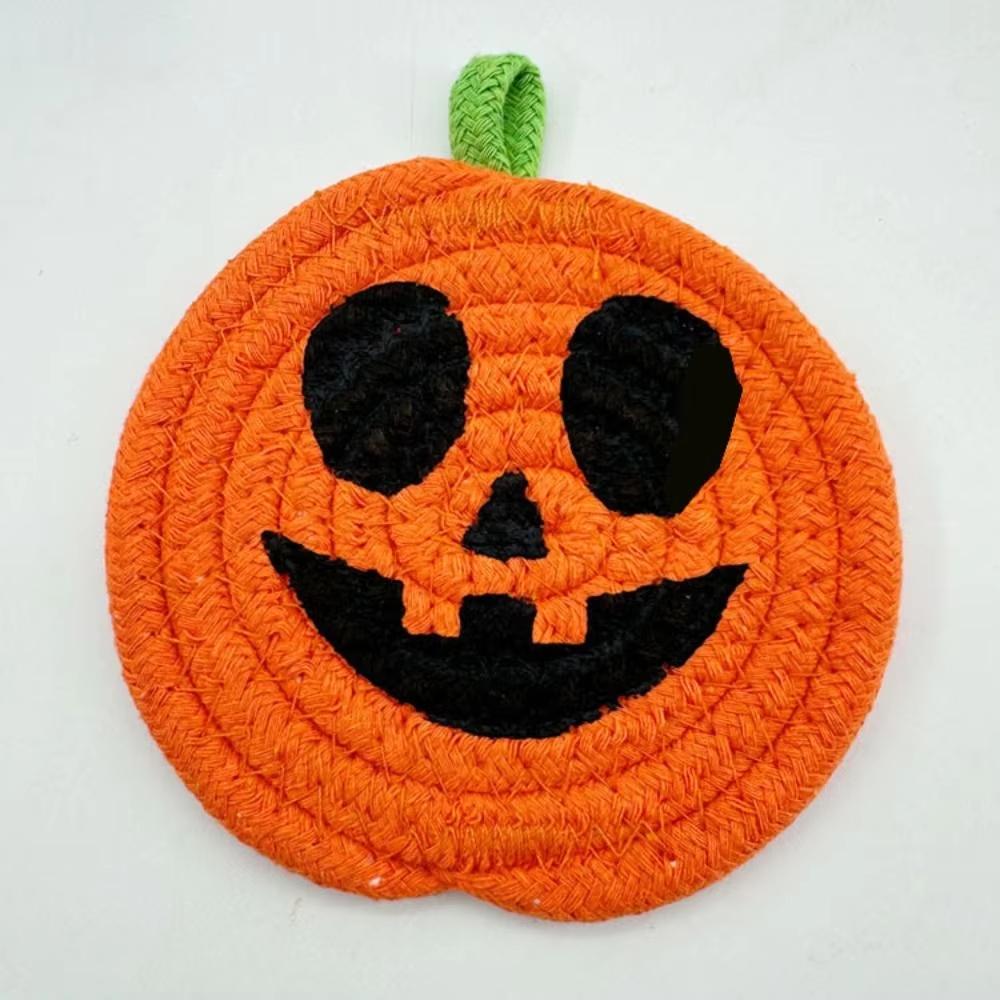 Creative Pumpkin Shaped Coasters Handwoven Absorbent Non-Slip Cup Mat Anti-fouling Novelty Halloween Drink Pads
