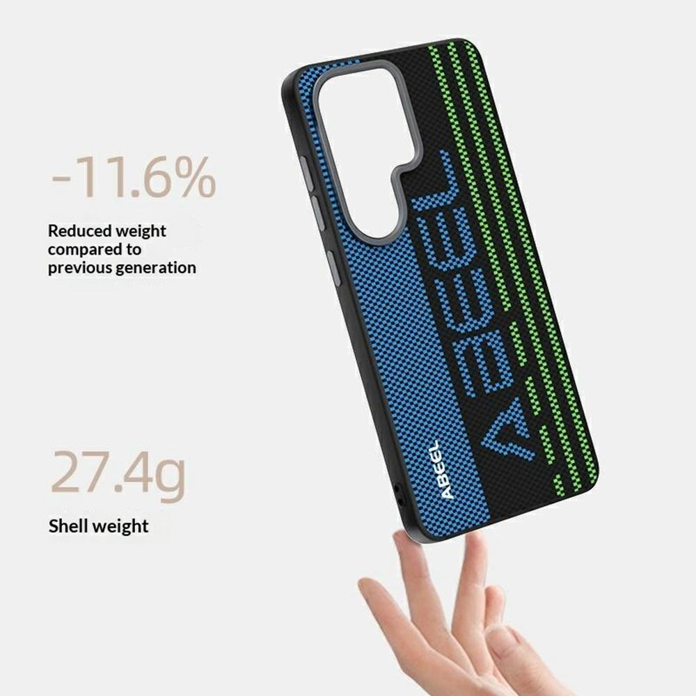 ABEEL For Samsung Galaxy S26+ Magnetic Case Micro-Embossing 6D Printed PC TPU Aluminum Alloy Leather Phone Cover