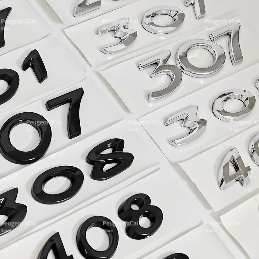 akpsw6 3D ABS Rear Trunk Emblem Badge Number Sticker for Peugeot 206 207 301 307 308 408 508 Car Accessories Comes with Back Glue