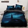 Set Biancheria da Letto 3D alla Moda Delfino Blu del Mare Set Copripiumino Federa Carina Lusso Tessile per la Casa Dimensioni Queen Full 140X200