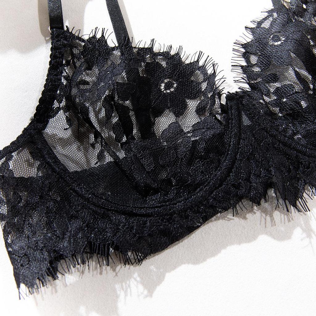 Elegant Lace Five-Piece Lingerie Set with Neck See-Through Design - Valentine's Day Hot Sale