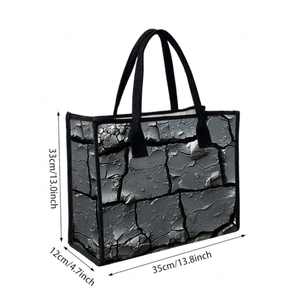 Cracked Texture Tote Bag Fashion Large Capacity Casual Shoulder Bag for Daily Use