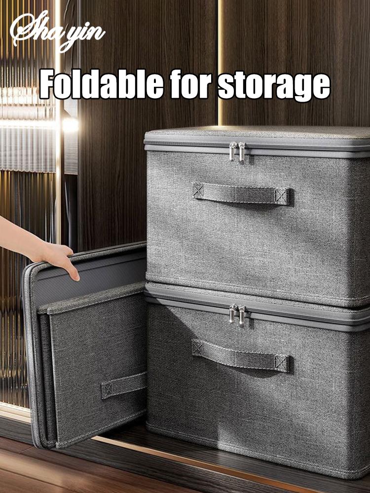Soft Cover With Zipper Storage Box With Lock, Folding Storage Clothes Box, Organizing Portable Box