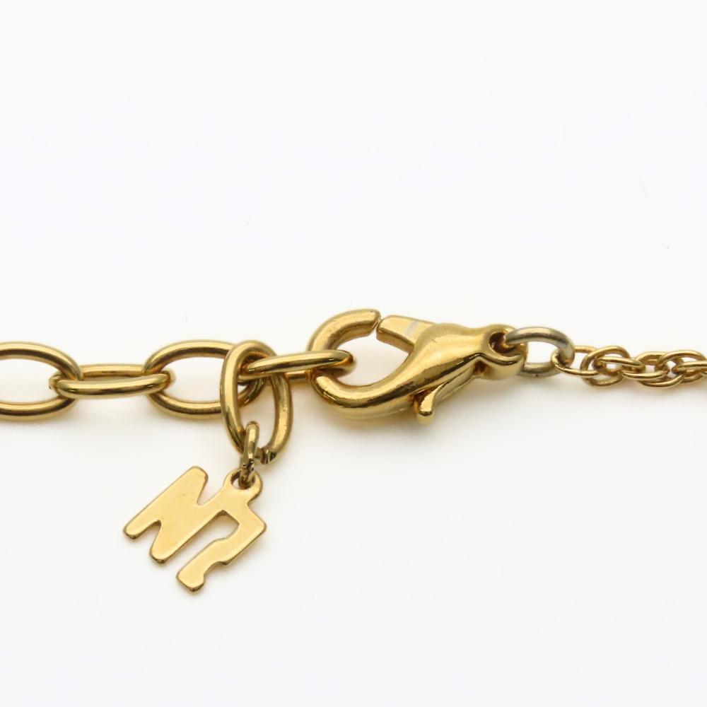 Used NINA RICCI Necklace logo metal/Rhinestone 5.9g gold plating