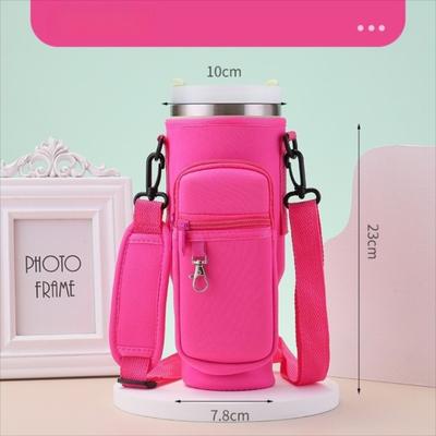 Non-slip Water Bottle Carrier Bag Adjustable Shoulder Strap with Handle Water Bottle Pouch Holder 40oz with Pocket
