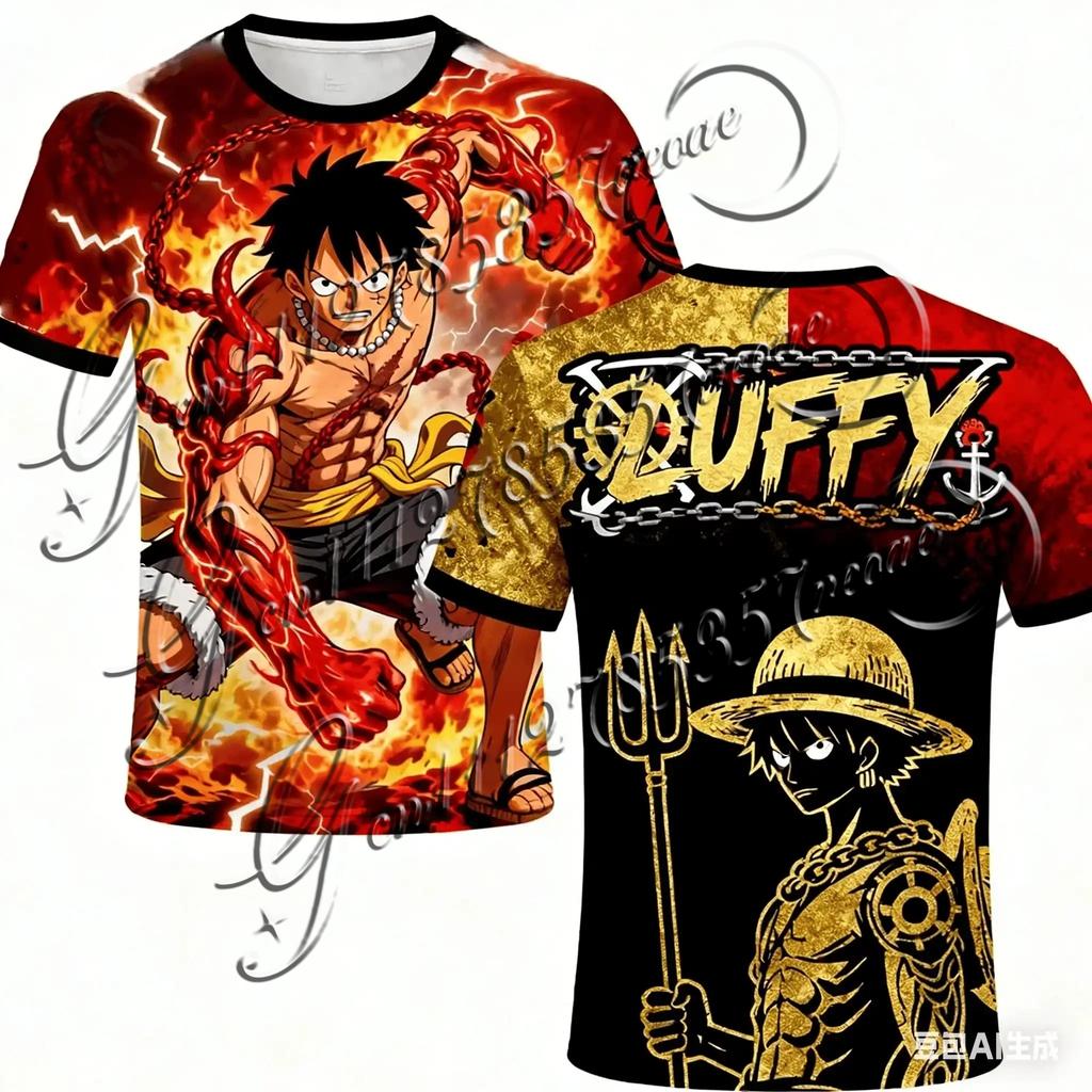 3D Printed One Piece Luffy Special Edition Soccer Jersey T-shirt - Men's Cartoon Short-Sleeved Sports Top Japanese Anime