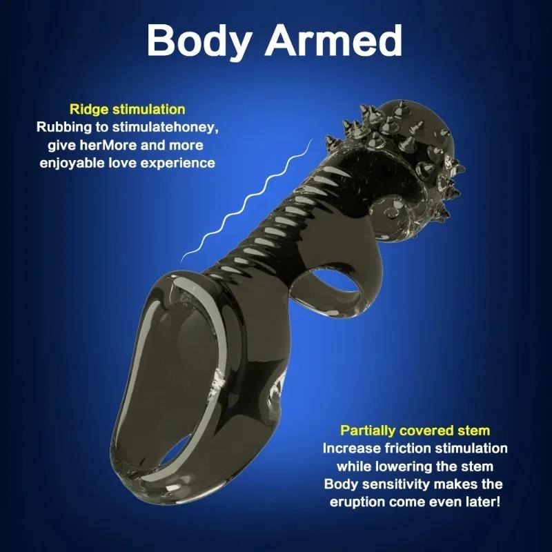 Penis Ring Shaft Ring Extender Sleeve Delay Ejaculation Cover Dotted Spiked Erection Adult Erotic Toy for Men Delay Ejaculation