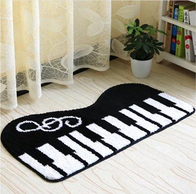 Smiti Piano Key Pattern Floor Entrance Toilet Mat Black 45x80cm