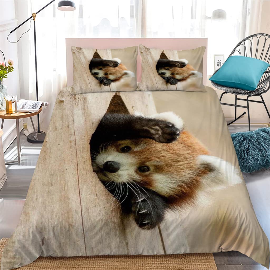 Kinder Mädchen Bettbezug 3D Panda Gedruckt Niedliche Tiere Bettwäscheset Panda Muster für Schlafzimmer Dekoration Bettbezug Schlichter Stil