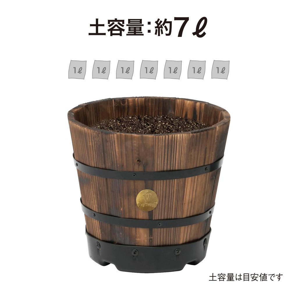 Takasho Wood Barrel Planter, Deep Type S, Approx. W29 x D29 x H25cm, Brown, PPW-02S