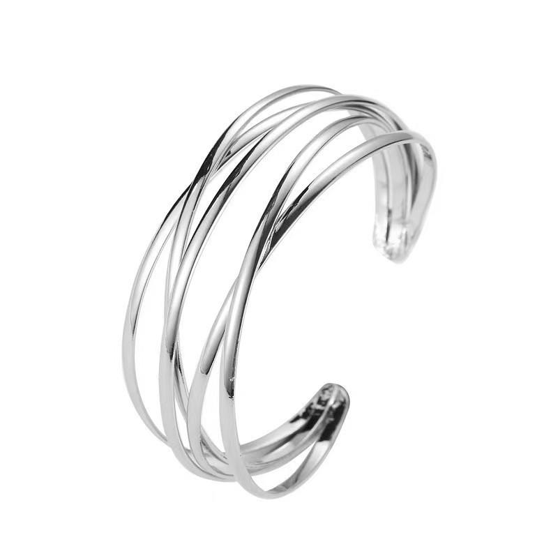 Modern European Open Cross Geometric Bracelet