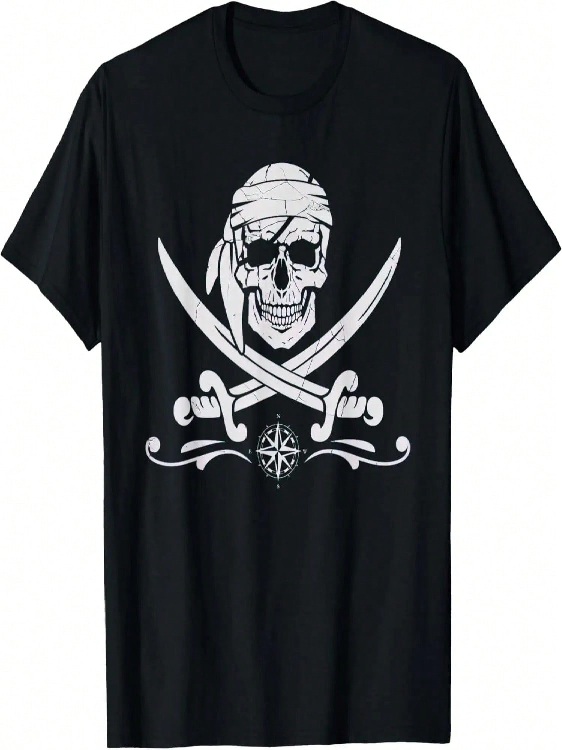 Pirate Skull Calico Jack Jolly Roger Bones Graphic T-Shirt S