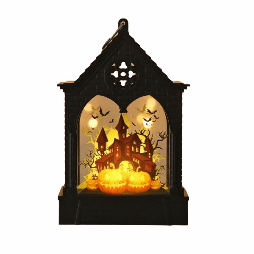 House Shape Halloween LED Lamp Cordless Ghost Festival Lantern Pumpkin LED Light Desktop Ornament
