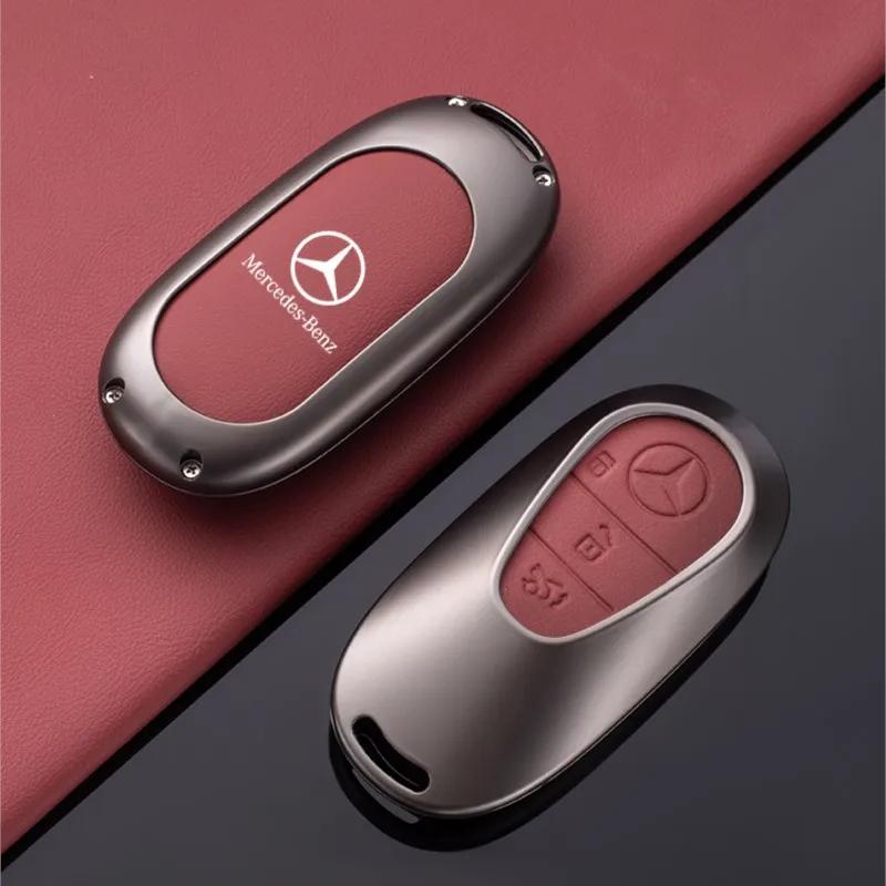 Zinc Alloy Leather Car Remote Key Case Cover Shell For Mercedes Benz C S Class W223 W206 Maybach S400 S450 S500 Car Accessories XB5