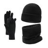 Autumn Winter Outdoor Warm Brushed Men's Beanie Hat Scarf Gloves 3 Pieces Collection Windproof Knit Ring Muffler Hats and Caps for Men