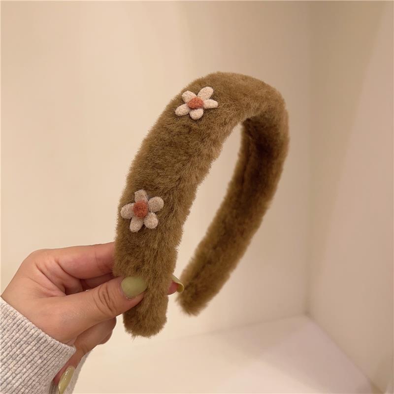 

Сладкий плюшевый обруч для волос с цветком, женский ретро-заколка для волос, обруч для волос, аксессуары для волос для девочек