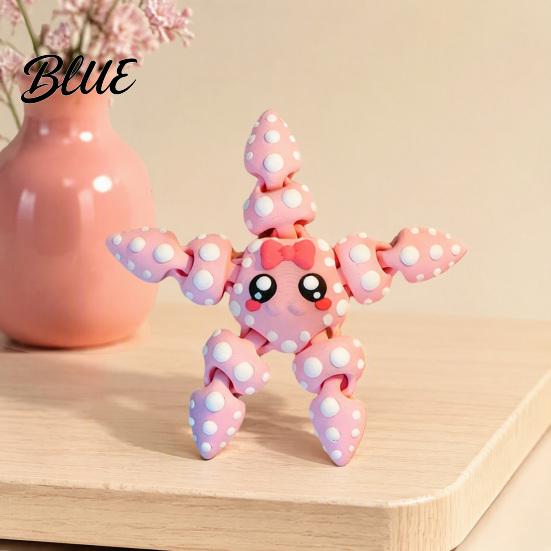 Starfish Hanging Ornament 3D Printed Articulated Figure Flexible Cartoon Fidget Joint Figure Toy Sea Animal for Desktop Decor Schoolbag Accessory