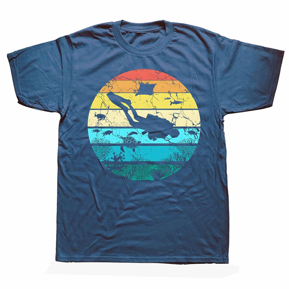 Vintage Retro Scuba Diving Graphic T Shirts Men Women Pure Cotton Humor Streetwear Tee Shirt Short Sleeve Unisex Loose Clothing