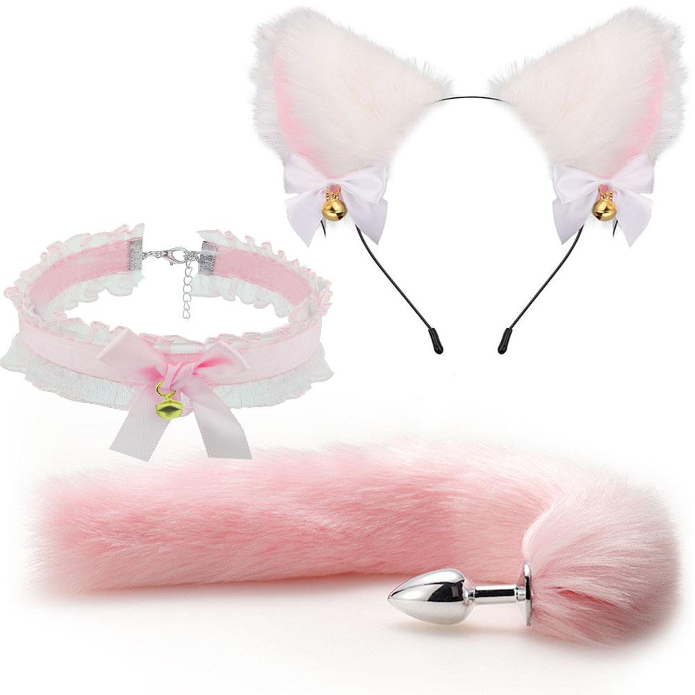 Popular Hot Sell Sex Lesbian Cat Ears Hair Band Nipple Clip Plug Anal Adult fox Cat Tail Anal Butt Plug Sex Toys for Woman