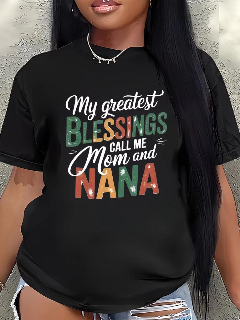 Unisex Mom Nana Blessing Quote Graphic Tshirt Retro Distressed Print Short Sleeve Casual Mothers Day Gift Tee Unisex Unisex
