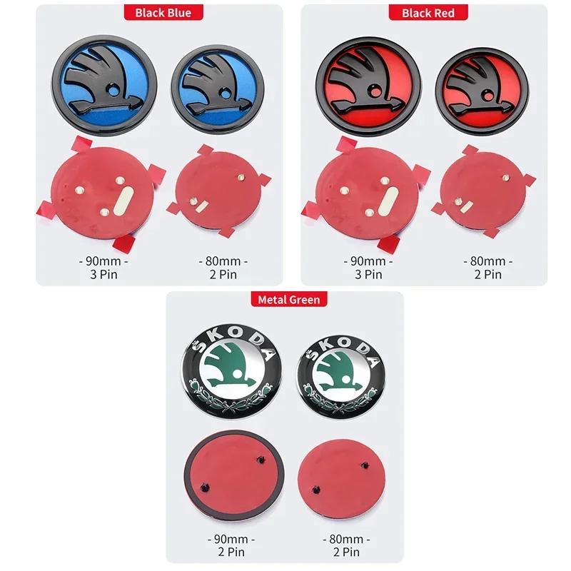 2025 Nové 2ks 80mm/90mm Zadní znak kufru auta Přední znak na kapotu kufru Logo Pro Skoda Fabia 1 2 Octavia a7 RS Superb Rapid Yeti Kar