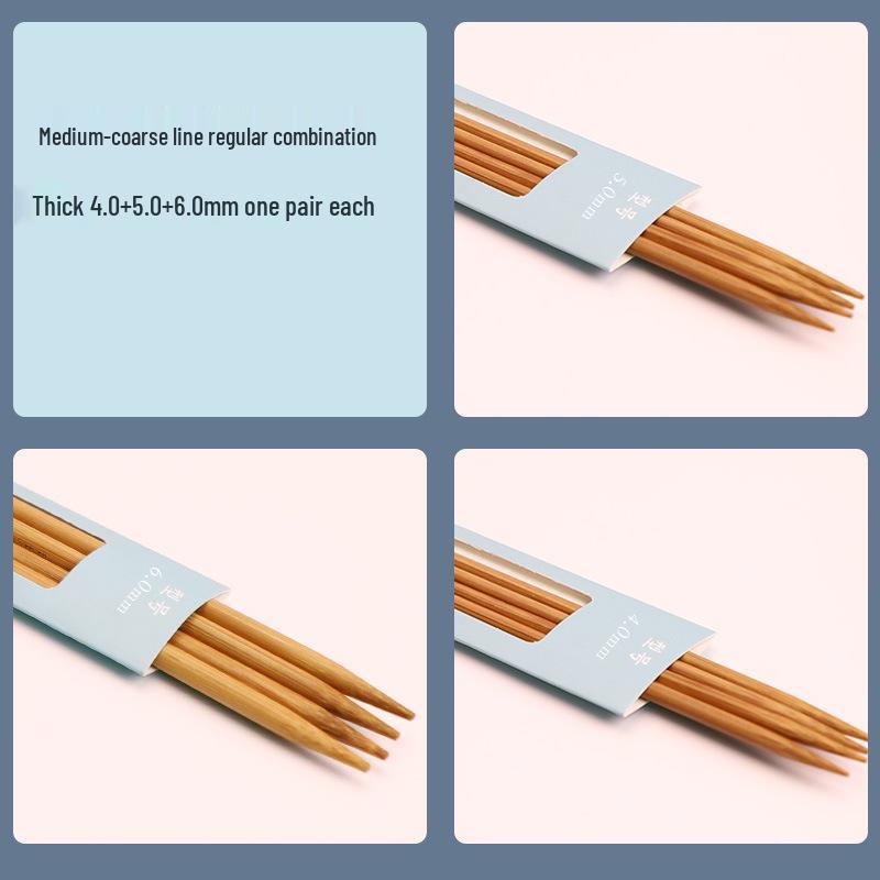 Karbonisierte Bambusgarn- & Schalstrickwerkzeug-Set - Gerade, dicke Nadeln zum Handstricken & Häkeln