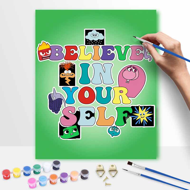 Disney Inside Out Believe In Yourself Oil Paint by Numbers Painting Art Kit Handmade Painting Home Decor Gift 20x30cm