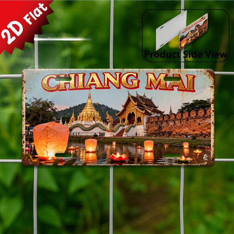 D Flatpc CHIANG MAI Metal Sign Outdoor Wall Art ( ) Retro Metal Sign Lantern Festival Decor Living Room Decor 15x30cm(5.9x7.8inch)