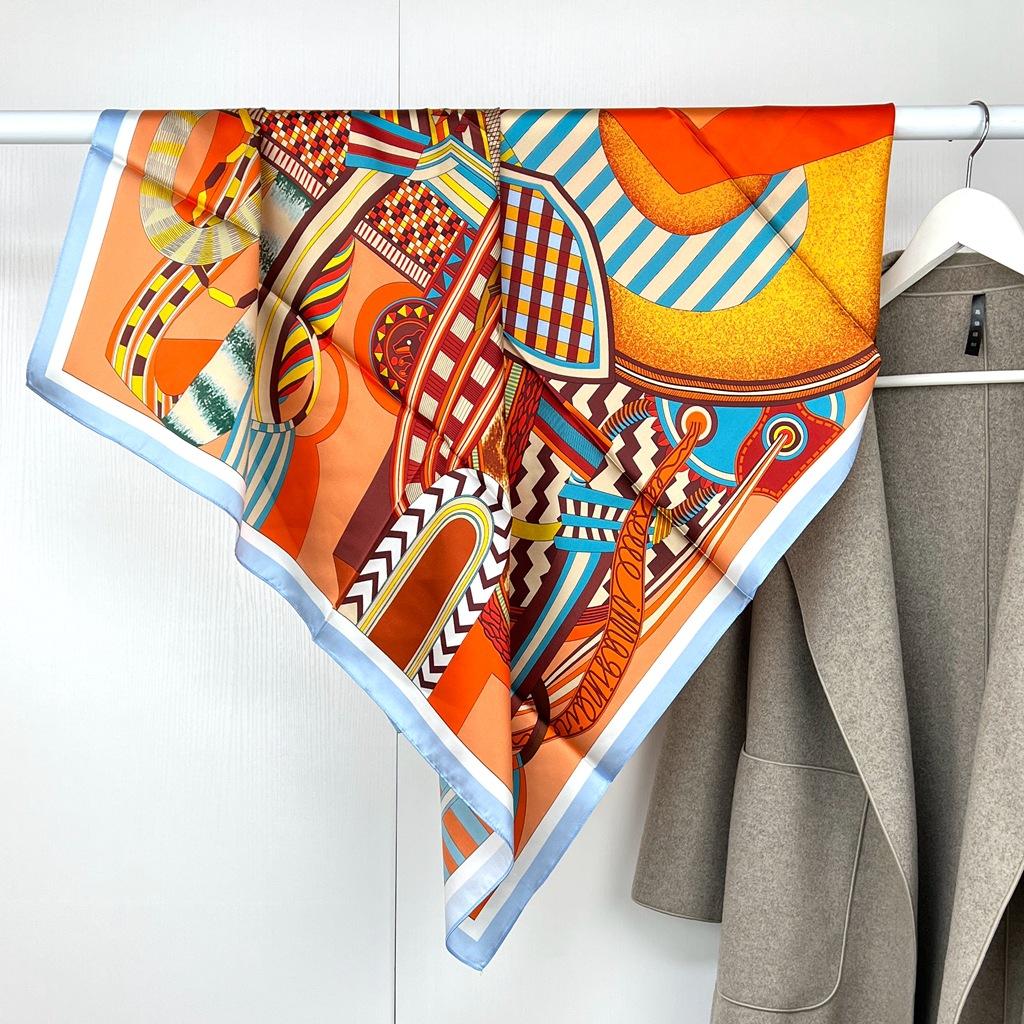 

Silk Temperament Saddle Mulberry Silk Plain Silk Satin Silk Scarf Women S 90 Square Scarf Scarf With Professional Wear Binding Bag 88X88CM