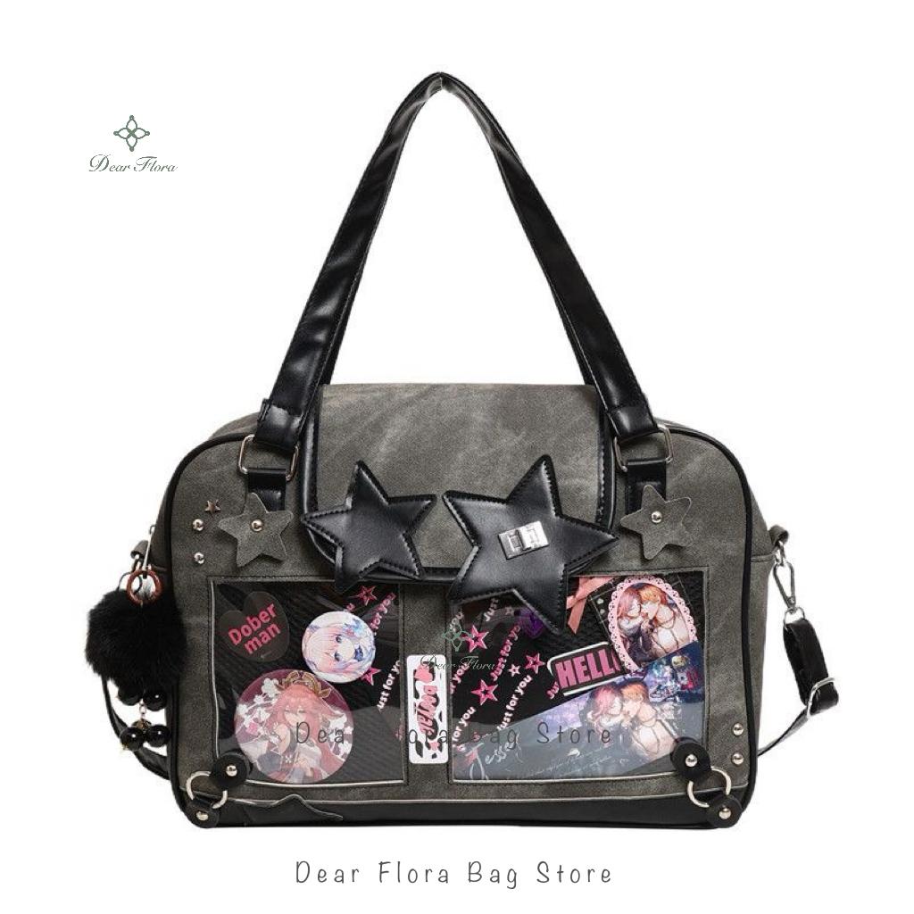 

Y2K Trendy Star Ita Bag Lolita Girl Transparent Pocket Women s DIY Display Shoulder Bag Fashion Crossbody Bag Cute Purse Handbag 37x27x8cm with board