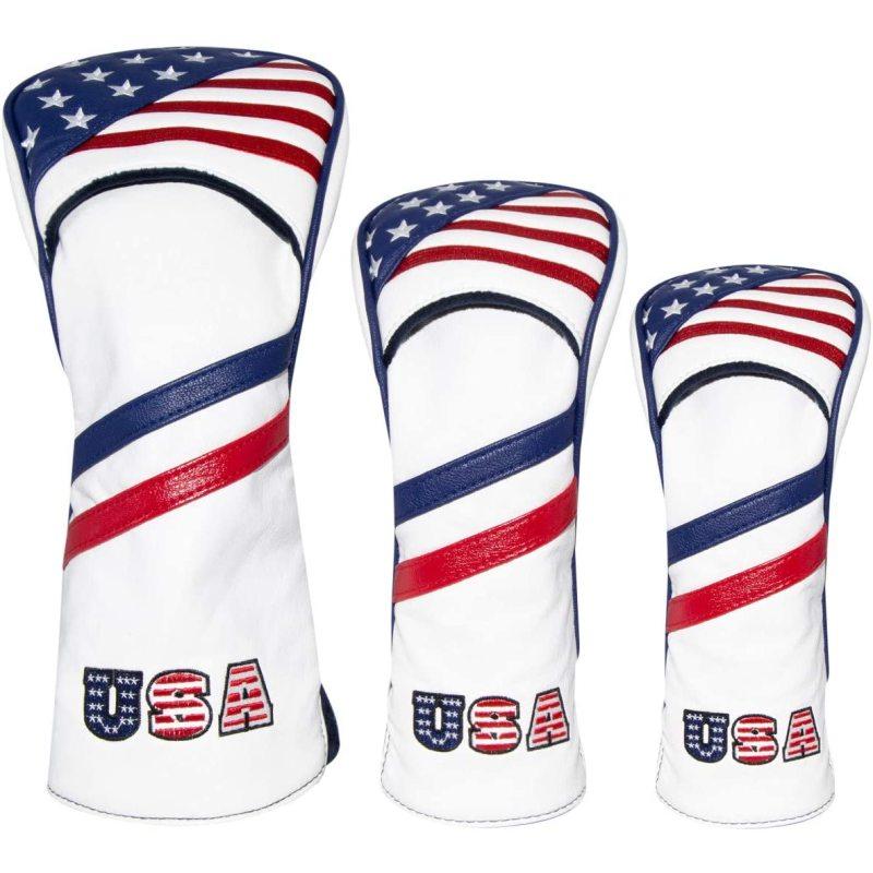 

Golf Headcover White Vintage Retro Patriotic Driver Fairway Wood Cover