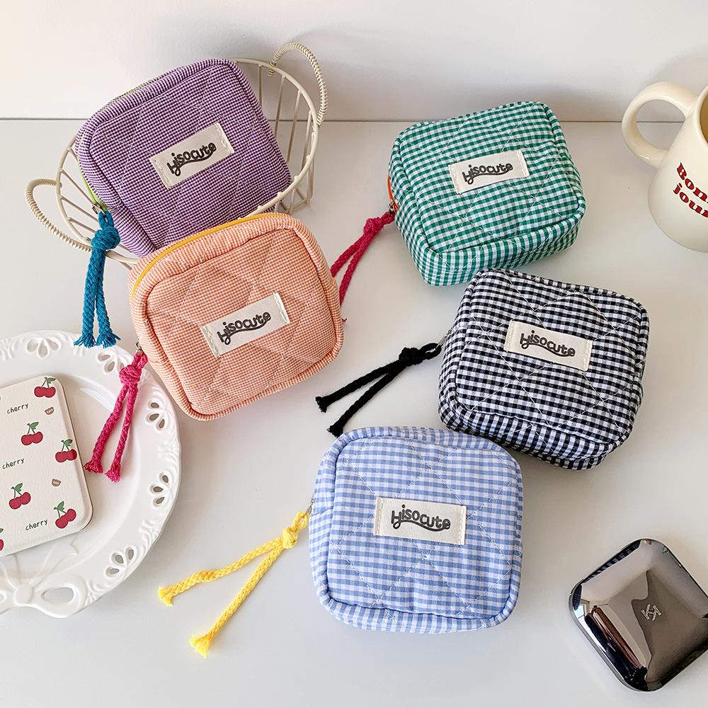 Color Block Plaid Bluetooth Earphone Bag - High Value Coin Purse & Privacy Storage for Students