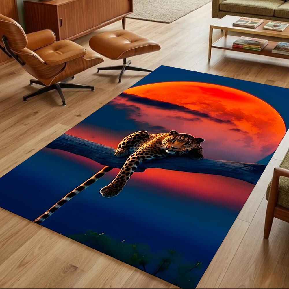 Leopard Emerging From Water Non-Slip Home Carpet Design for Office Decor Living Room Bedroom Gift