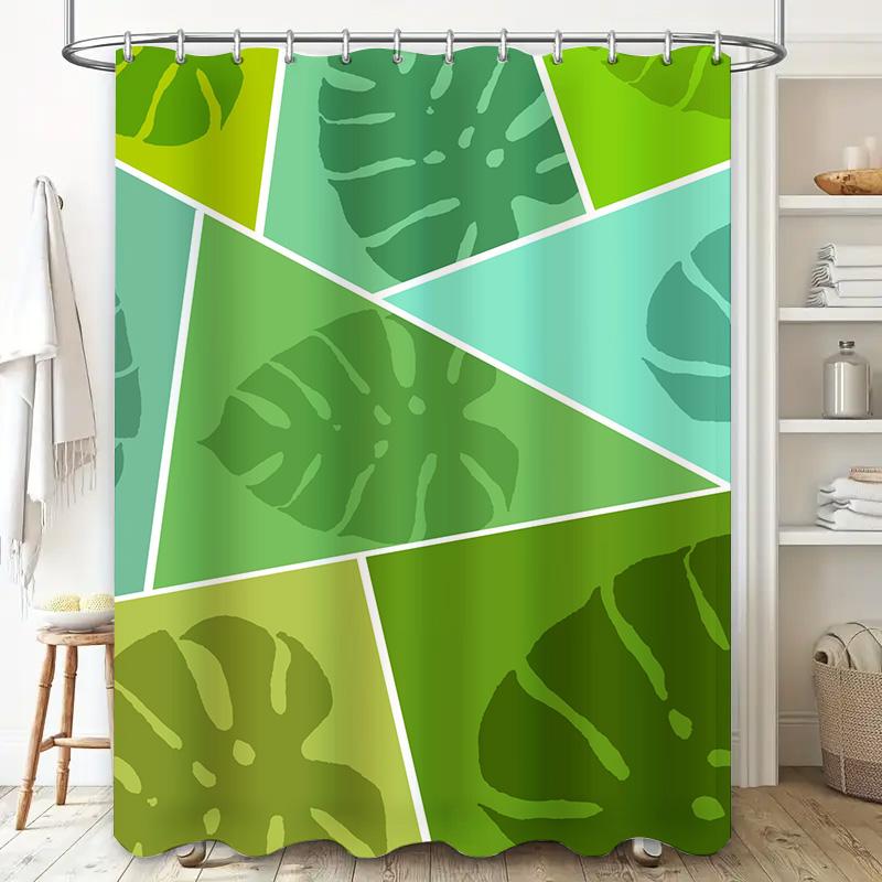 Green Leaf Pattern Shower Curtain Modern Bathroom Decor Waterproof Fabric 3D Printing Customizable Size Shower Curtains For Bath