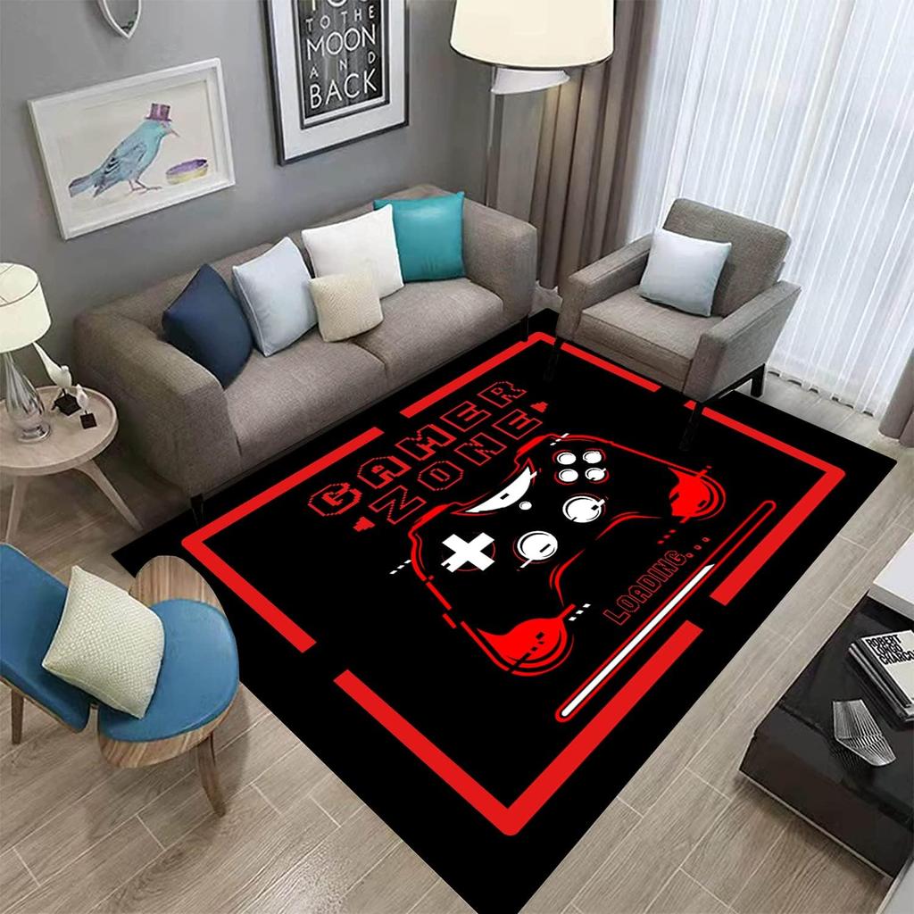 Modern Cartoon Video Game Controller Printed Carpet for Living Room Gamer Gaming Floor Mat Bedroom Bedside Sofa Table Area Rug