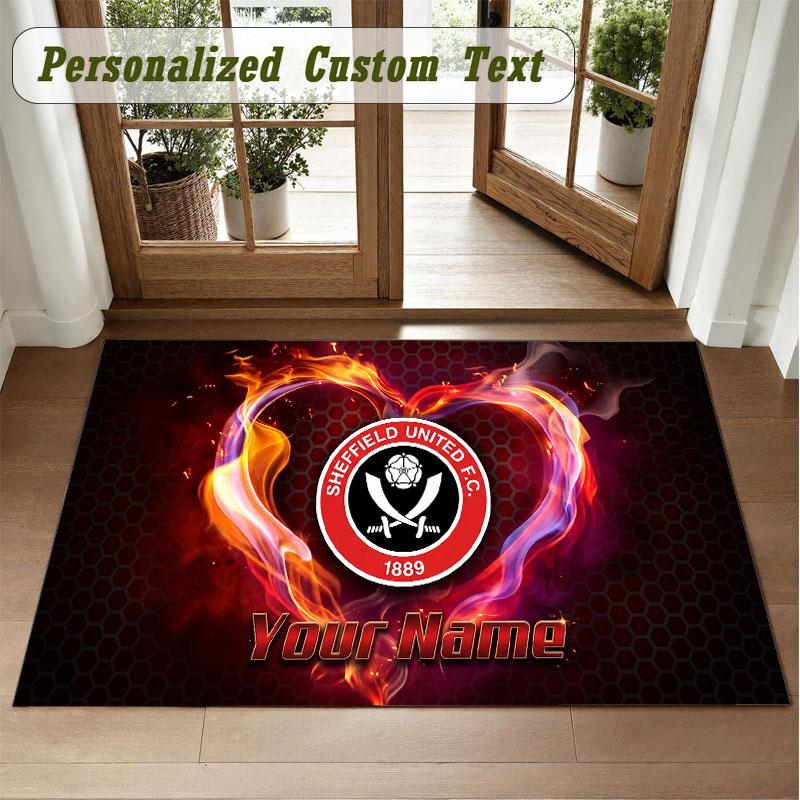 Crystal Velvet Square Rug Custom NameSheffield United FC Pattern Non Slip Home Floor Decor Rug