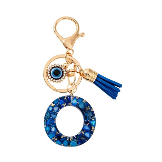 Blue Series Keychain Pendant Initial Letter Key Chain with Eyes Tassel Design