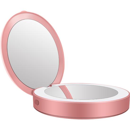 Portable Mini LED Light Tri-fold Illuminating Folding Power Bank Makeup Mirror