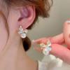 Silver Needle Zircon Flower Pearl Stud Earrings Exquisite Light Luxury High-end Earrings Niche White Versatile Earrings