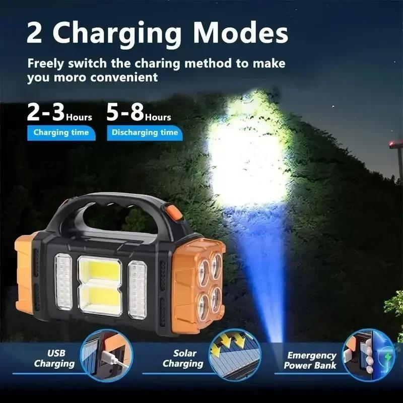 Lanterne Portabile Puternice Reîncărcabile USB Lumină LED Solară Cu Lumină de Lucru COB 4 Trepte Încărcare Telefon Mobil Lămpi de Camping
