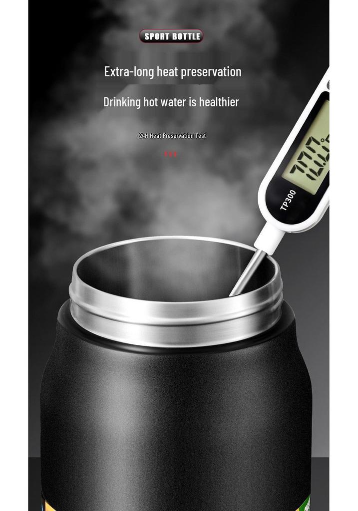 304 Stainless Steel Large Capacity Thermos Mug with Double Handle - Portable Mountaineering Water Bottle