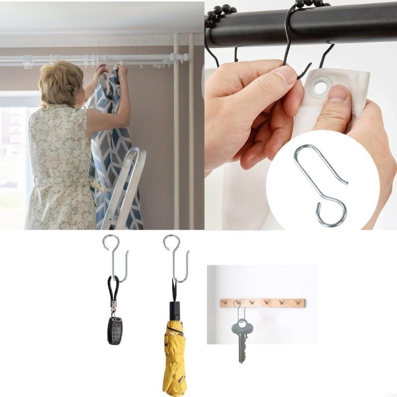 62KD Lightweight Metal S Hooks for Curtain Mounting Convenient Hooks for Curtain Hangings Track Drapery Hook Pin Hangers