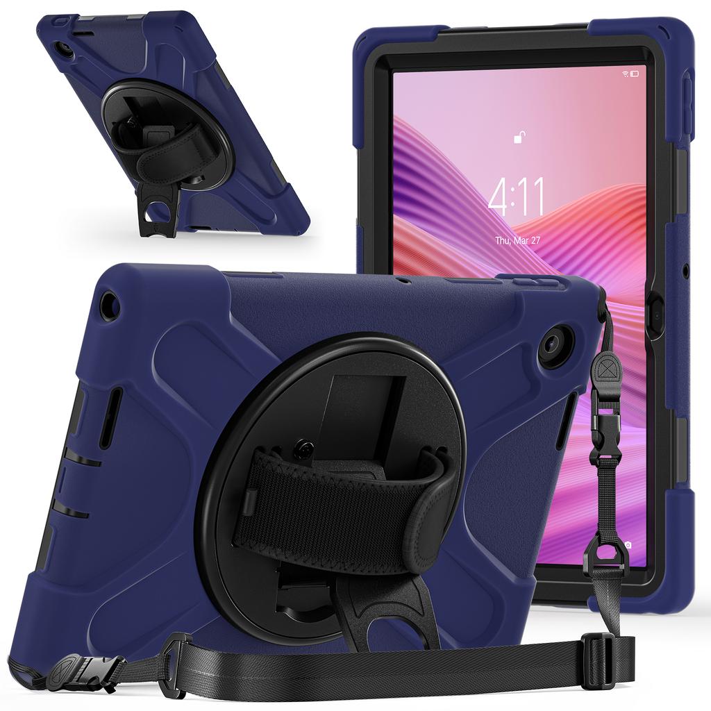 Rugged Case for Lenovo Tab 10.1 Inch 2025 K10C TB-311XU TB-311FU 360 Rotating Stand Heavy Duty Cover with Hand & Shoulder Strap