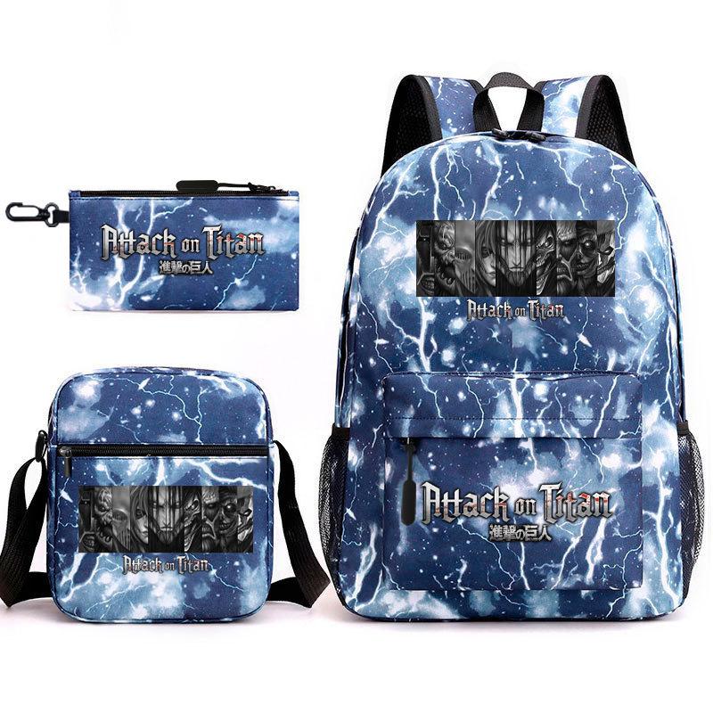 Attack Giant Elementary School Bag Backpack Casual School Bag Three-piece Set