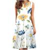 Mode Frauen V-ausschnitt Blumen Druck Ärmellose Tunika Kleider Plus Größe T-shirt Kleid