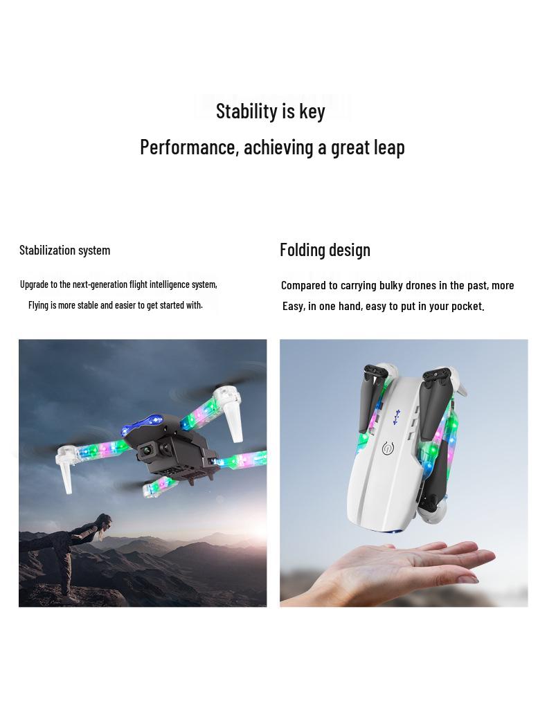 E88D Foldable Drone with Lights & Remote Control - E99D Kids' Aerial Photography Toy Aircraft